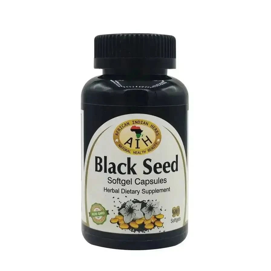 RoyalLuxsLLC black seed capsules for immunity in black softgel bottle with 90 capsules