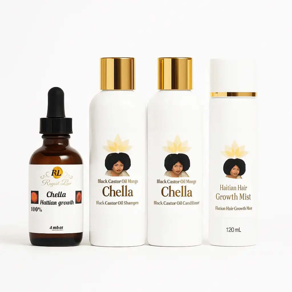 Herbal crown starter kit with Chella black castor oil shampoo conditioner growth mist and oil by RoyalLuxsLLC