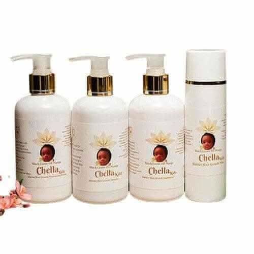 Herbal princess skincare kit by RoyalLuxsLLC with four white bottles featuring gold accents and natural skin care formulas