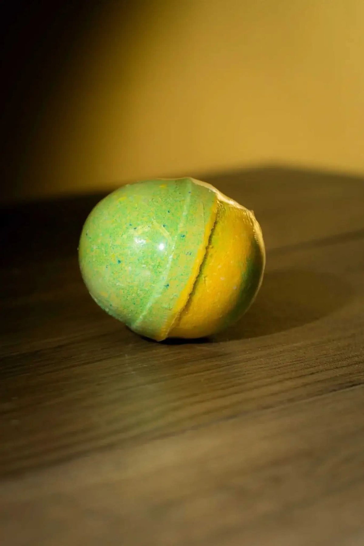 RoyalLuxsLLC luxurious herbal bath bomb in green and yellow colors for relaxing body care
