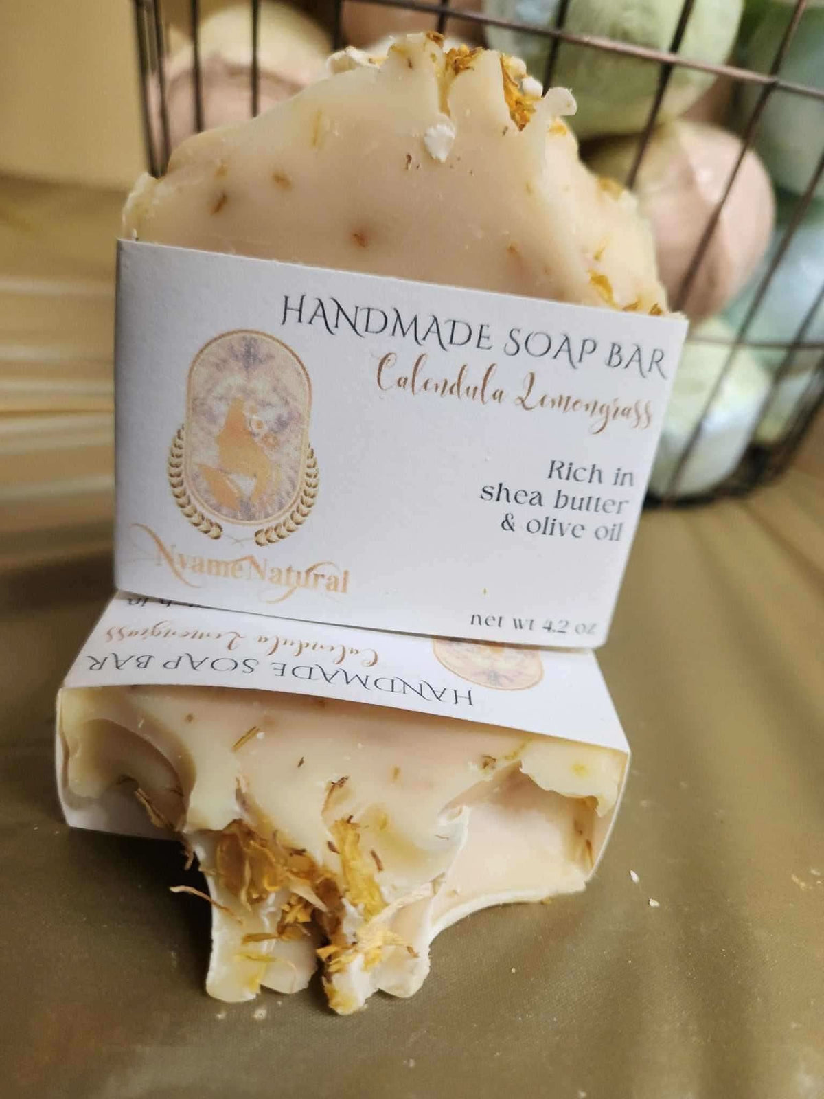 RoyalLuxsLLC handmade calendula lemongrass bar soap rich in shea butter and olive oil