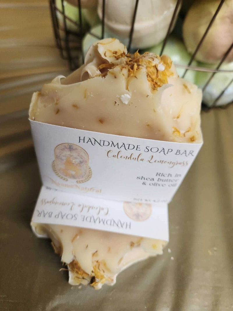 Handmade calendula lemongrass bar soap by RoyalLuxsLLC with shea butter and natural ingredients