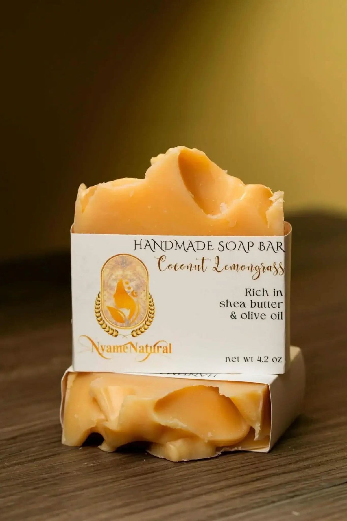 Handmade coconut lemongrass soap bar with shea butter and olive oil by RoyalLuxsLLC