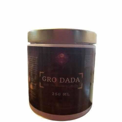 Gro Dada 250 ml jar of butt enlargement cream by RoyalLuxsLLC with dark label and silver lid