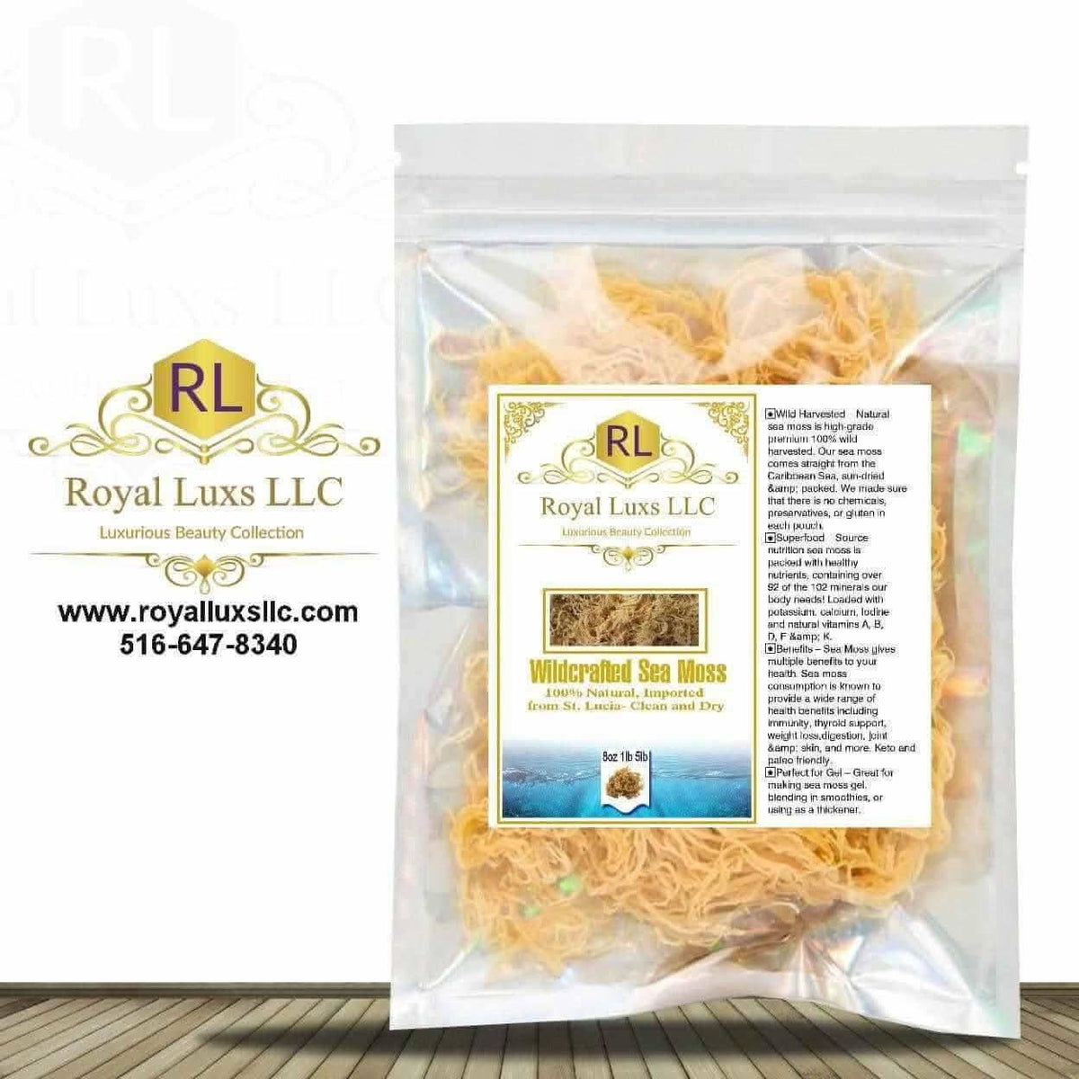 Royal Luxs LLC wildcrafted sea moss St Lucia nutritional food purée in clear resealable bag