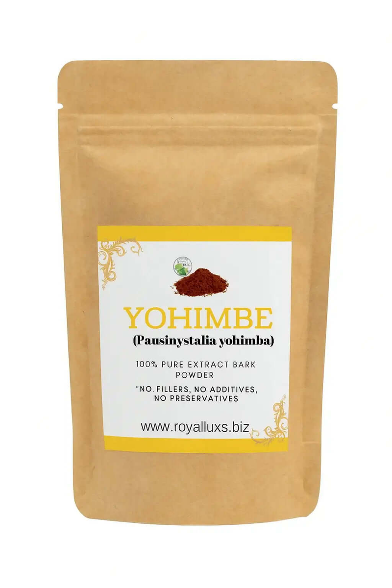 RoyalLuxsLLC Yohimbe organic herbal vitality powder in resealable kraft paper pouch