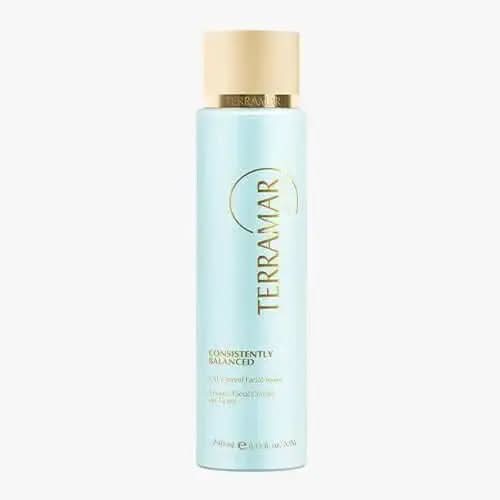Terramar oil control facial toner by RoyalLuxsLLC in a sleek light blue bottle with gold cap