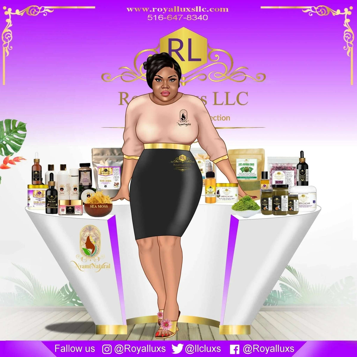 Wholesale collection by Royal Luxs LLC featuring hair growth products including Chella, Battana, and Chebe powder.