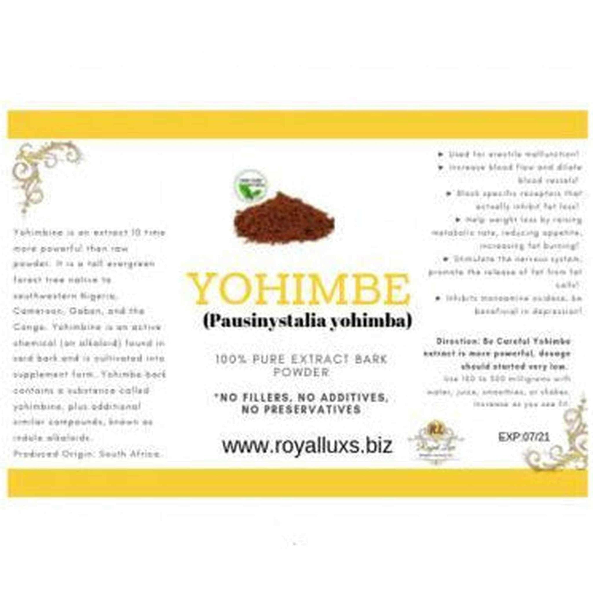30 gm Yohimbe Extract Powder Bark 100% organic - RoyalLuxsLLC