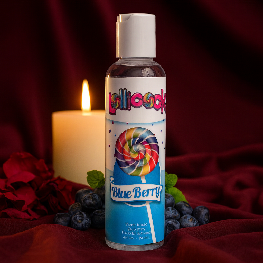 Lollicock 4 oz. Water-based Flavored Lubricant - Blue Berry