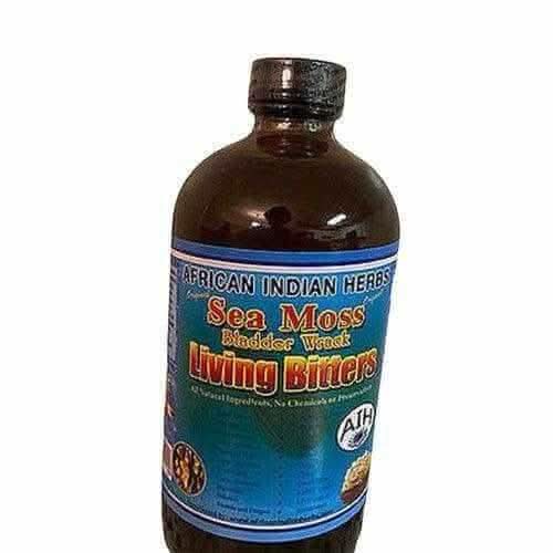 RoyalLuxsLLC African Indian Herbs Sea Moss and Bladderwrack supplement living bitters bottle