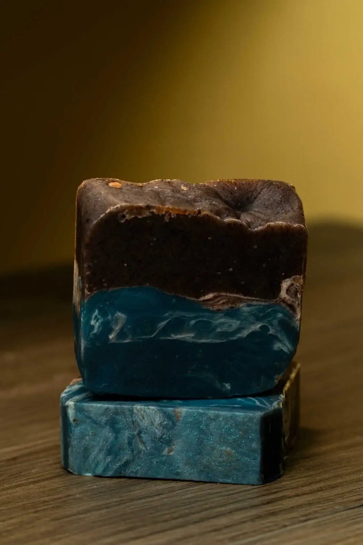 Beach Breeze Bar Soap featuring layers of rich brown and ocean blue for a rejuvenating cleanse.