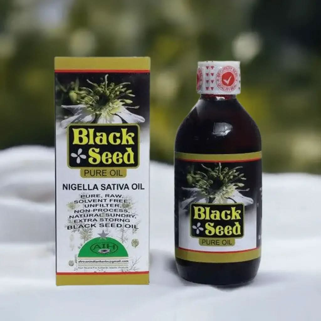 RoyalLuxsLLC pure black seed oil bottle and box featuring Nigella Sativa oil for natural health benefits