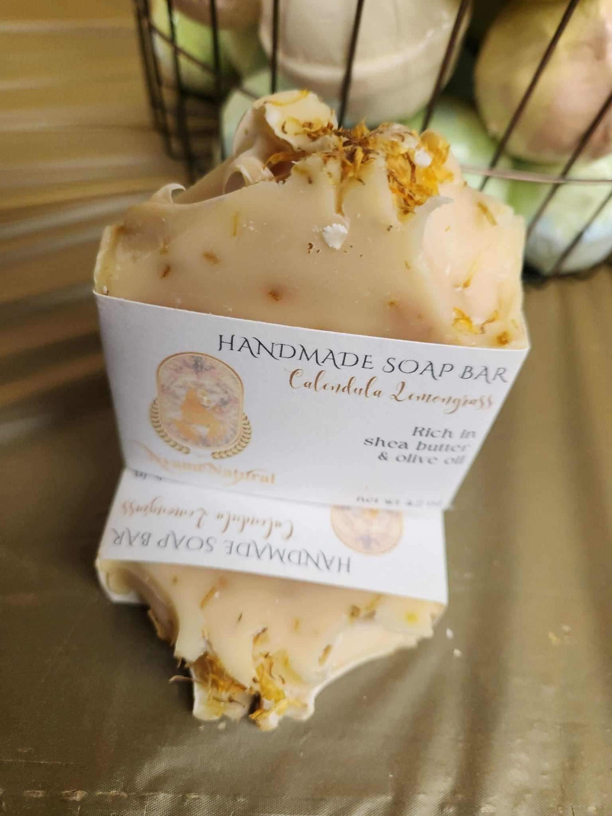 Calendula Lemongrass Bar soap, handmade soap rich in shea butter and oils, perfect for detox and cleanse.