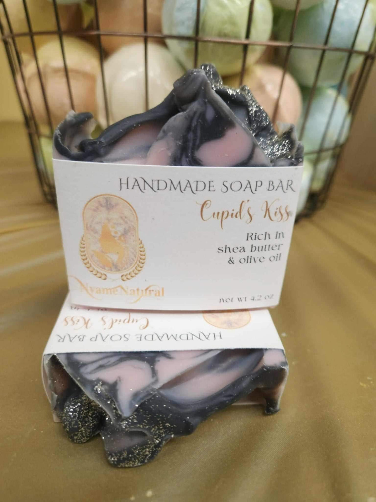 Cupid Kiss Soap Bar, handmade with shea butter and olive oil, perfect for detox and cleanse.