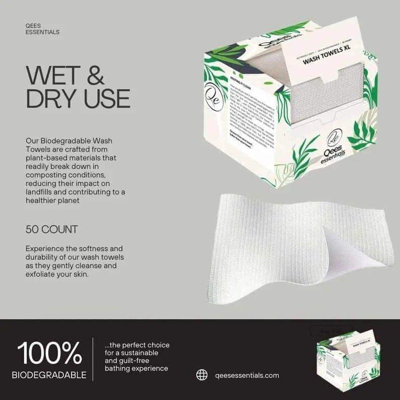 Disposable Biodegradable Face Towels Makeup Remover packaging showcasing eco-friendly wash towels for gentle skin cleansing.