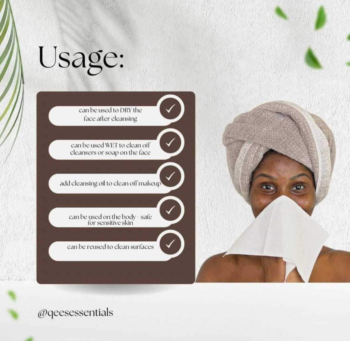 Usage instructions for Disposable Biodegradable Face Towels Makeup Remover, highlighting eco-friendly cleaning options.