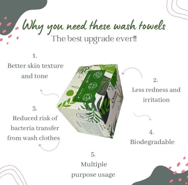 Disposable Biodegradable Face Towels Makeup Remover with benefits like better skin texture and irritation reduction.