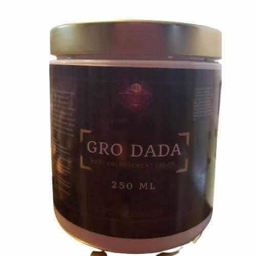 Gro Dada Butt Cream container showcasing natural ingredients for enhancing curves and body shape, 250 ml.