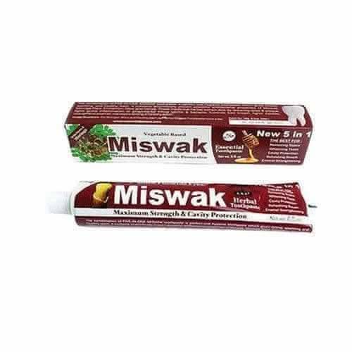 RoyalLuxsLLC herbal miswak toothpaste with honey and moringa in red packaging for oral care