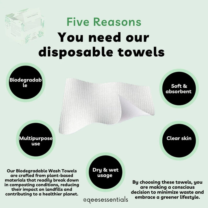 Eco Friendly Disposable Towels, Biodegradable Face Towels Makeup Remover Non Toxic Face Wipes Disposable Washcloth Sensitive Sk