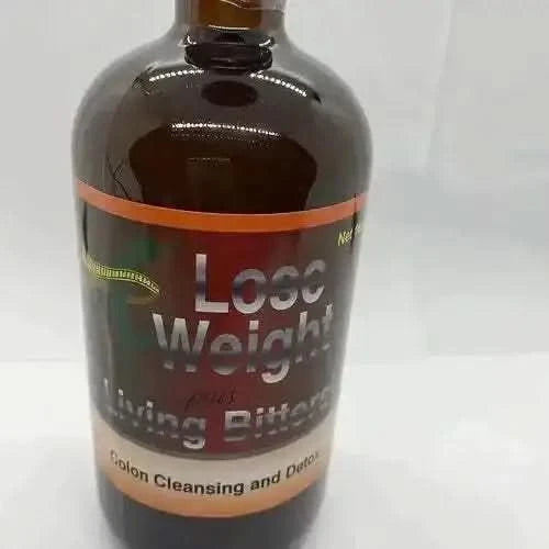 RoyalLuxsLLC Lose Weight Living Bitters colon cleansing detox supplement in brown bottle