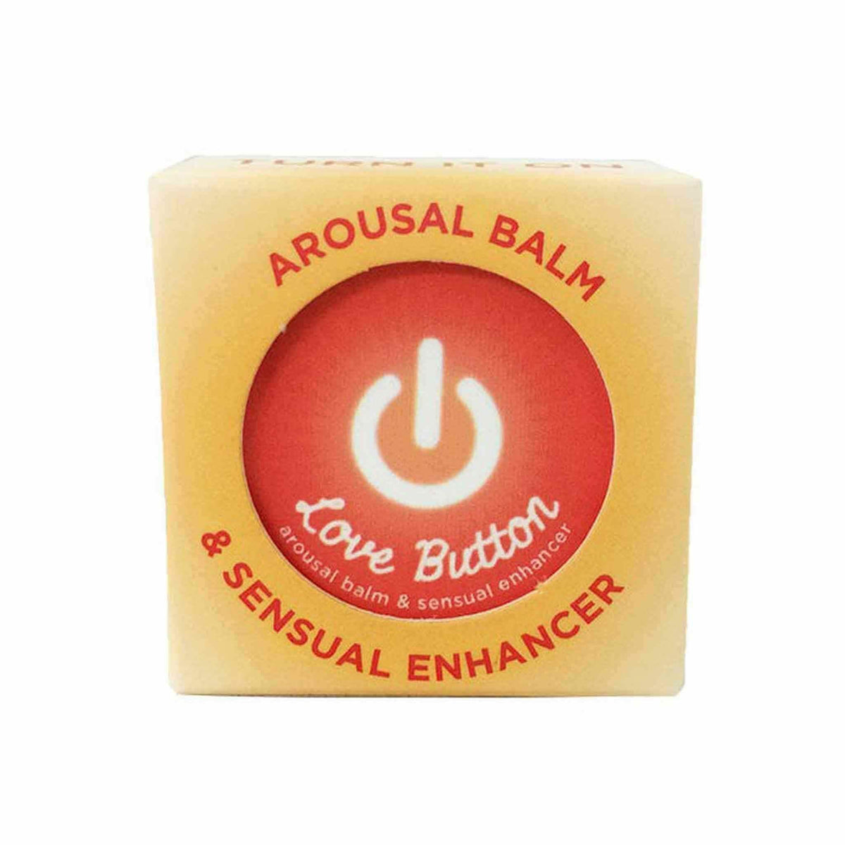 RoyalLuxsLLC botanical arousal balm Love Button sensual enhancer in beige and red packaging