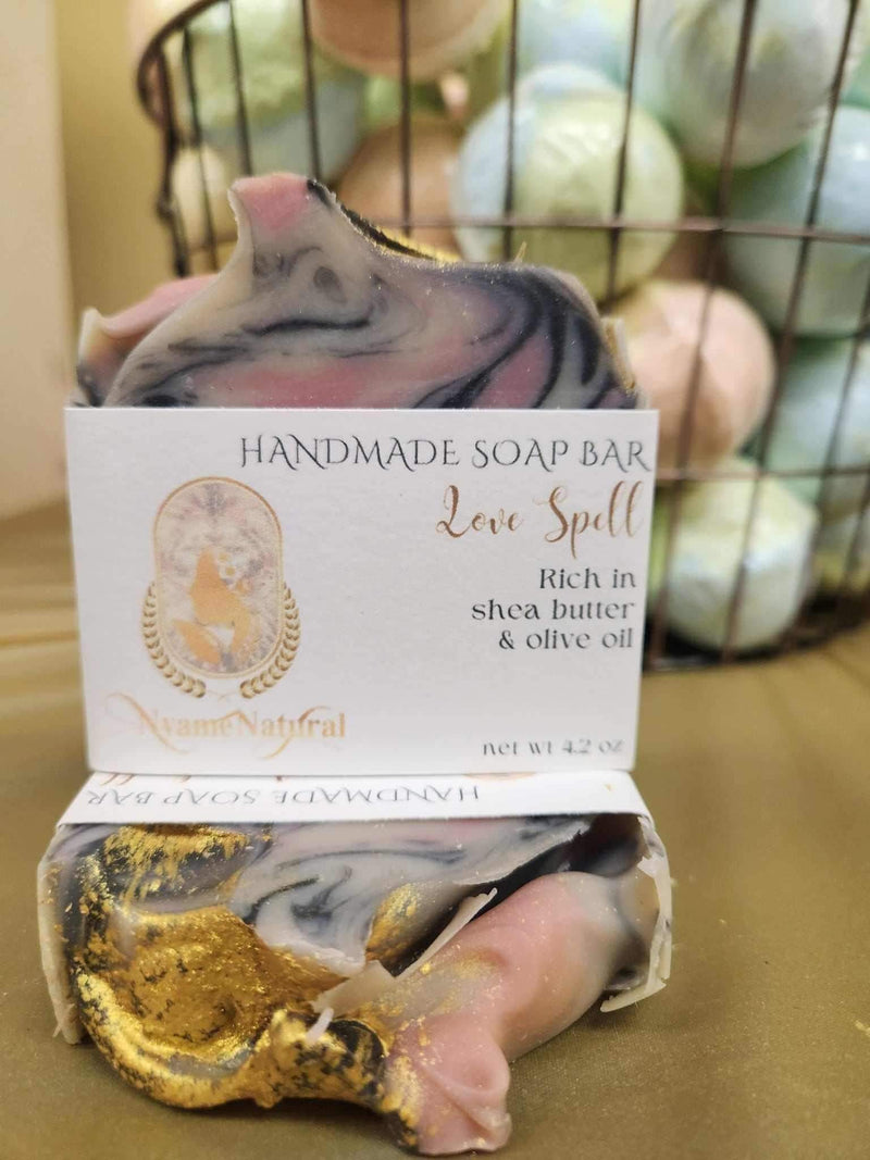 Love Spell Bar Soap: Handmade soap rich in shea butter and olive oil, perfect for nourishing and pampering your skin.