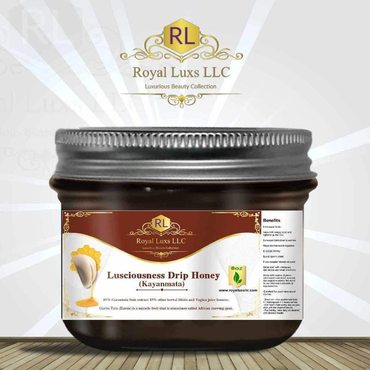 Lusciousness Drip Honey (Kayanmata)Goron Tula in jar, organic honey and Goron Tula fruit extract for wellness.