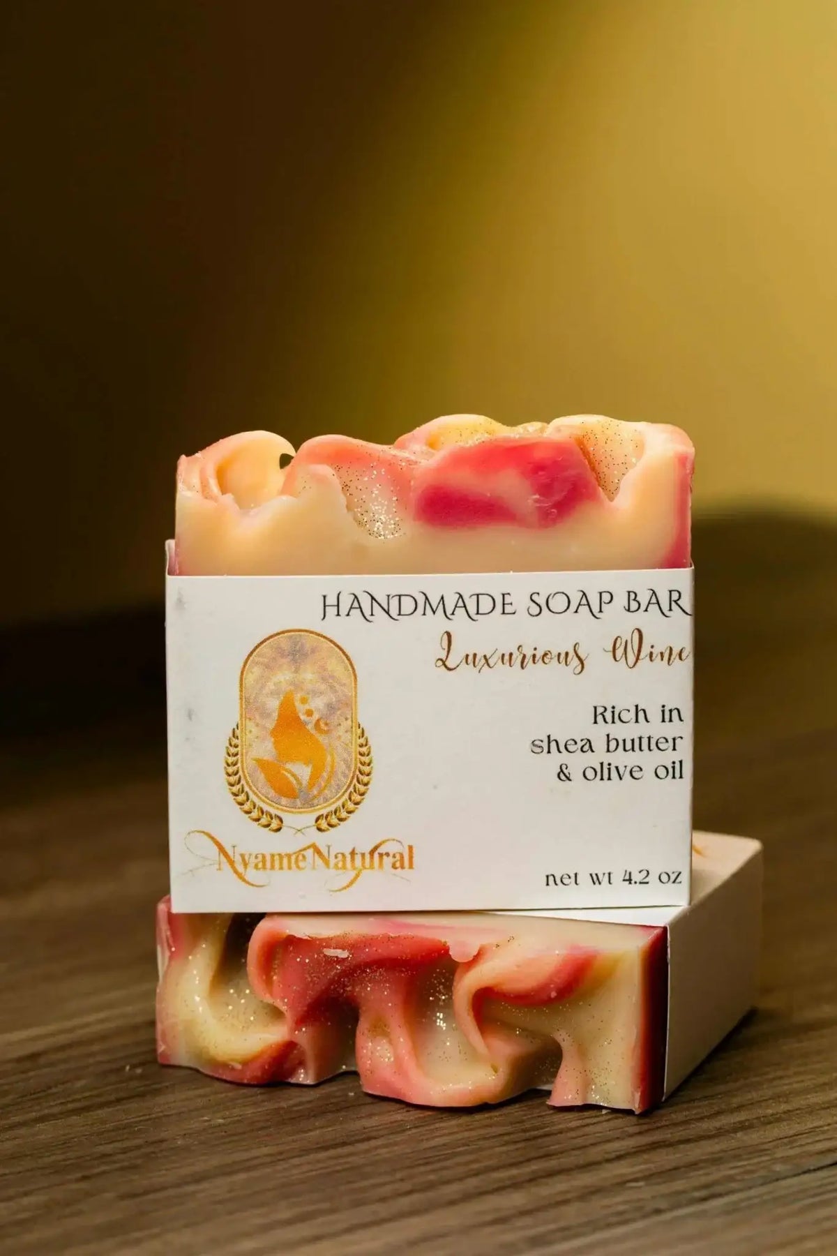 Luxurious Wine Bar Soap with shea butter and olive oil, perfect for detox and herbal tonic cleansing.