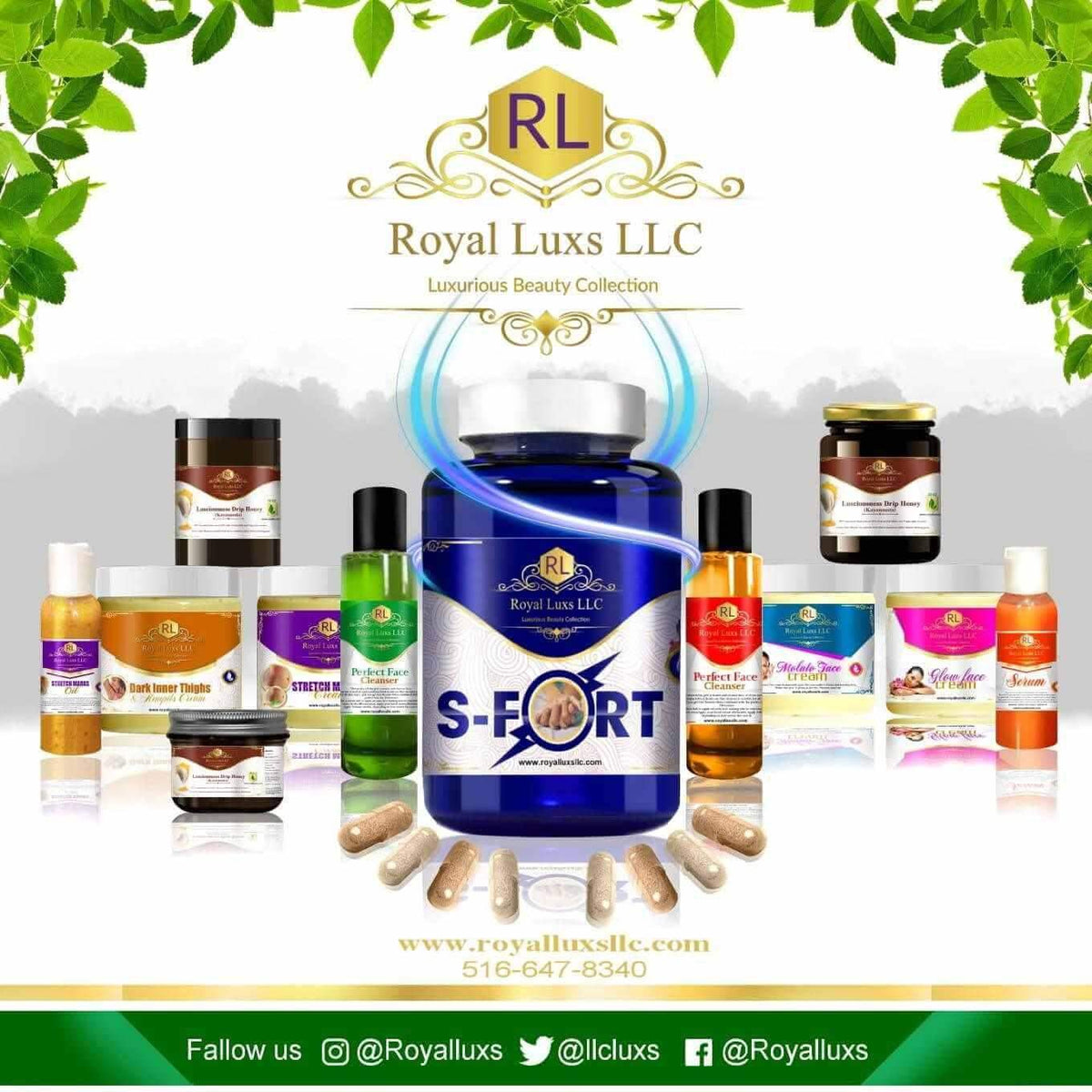 Men’s Vitality Herbal Capsules (20 ct) from Royal Lux LLC with various herbal supplements and beauty products.