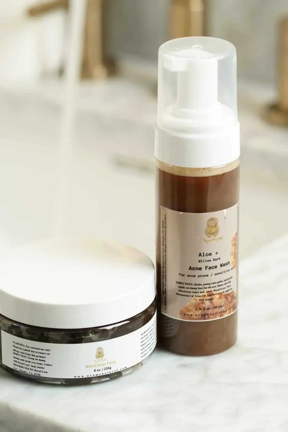Natural Face Acne Wash& Black African Paste for sensitive & Oily Skin with herbal ingredients and detox properties.