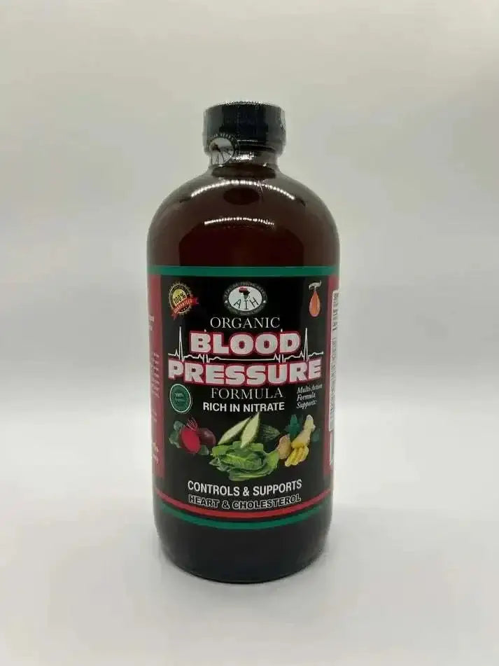 Natural Herbs Blood Pressure Formula bottle, organic herbal tonic for heart health, non-GMO and detox benefits.