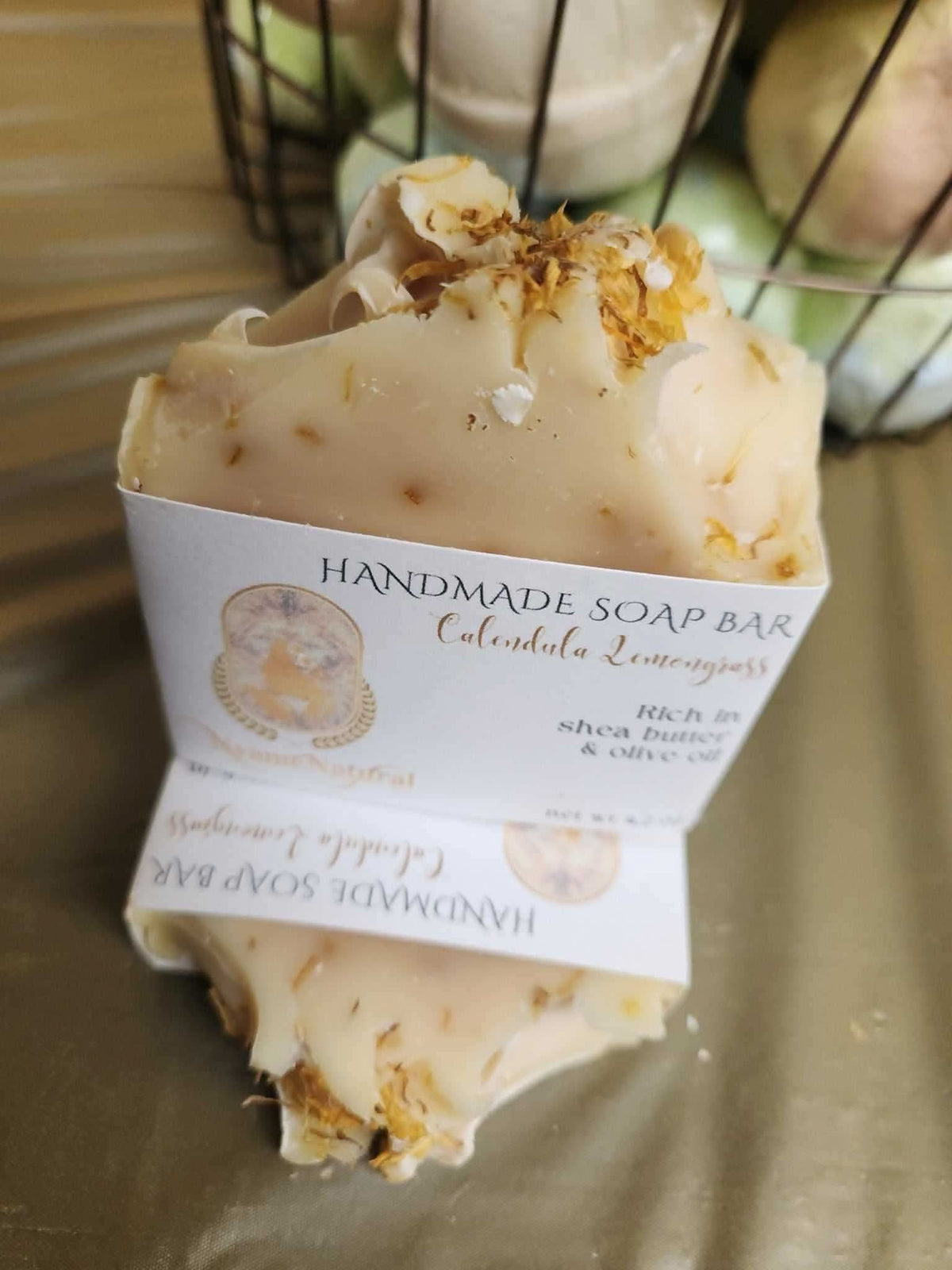 Handmade calendula lemongrass bar soap by RoyalLuxsLLC with shea butter and natural ingredients