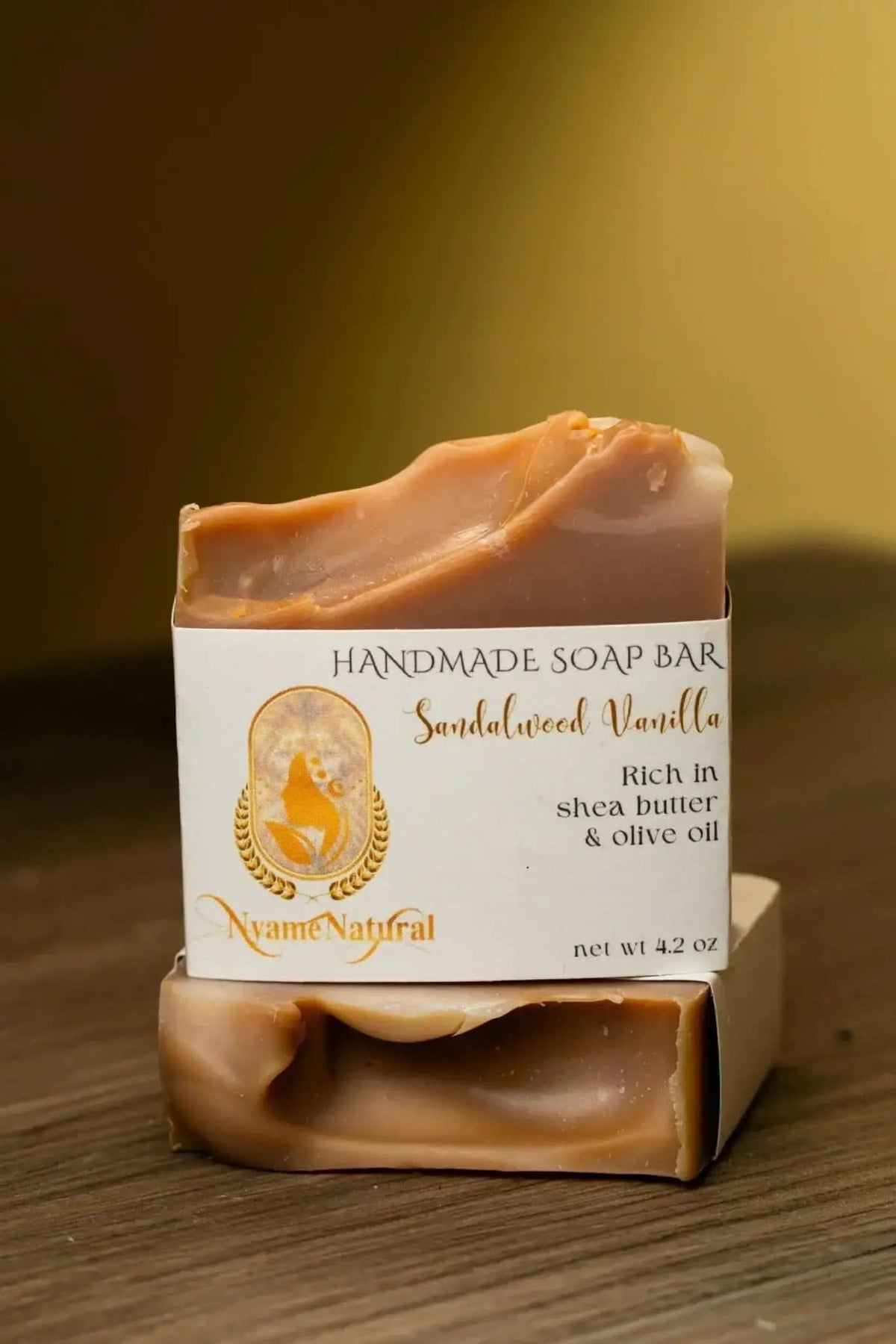 RoyalLuxsLLC sandalwood vanilla soap bar handmade with shea butter and olive oil for body care