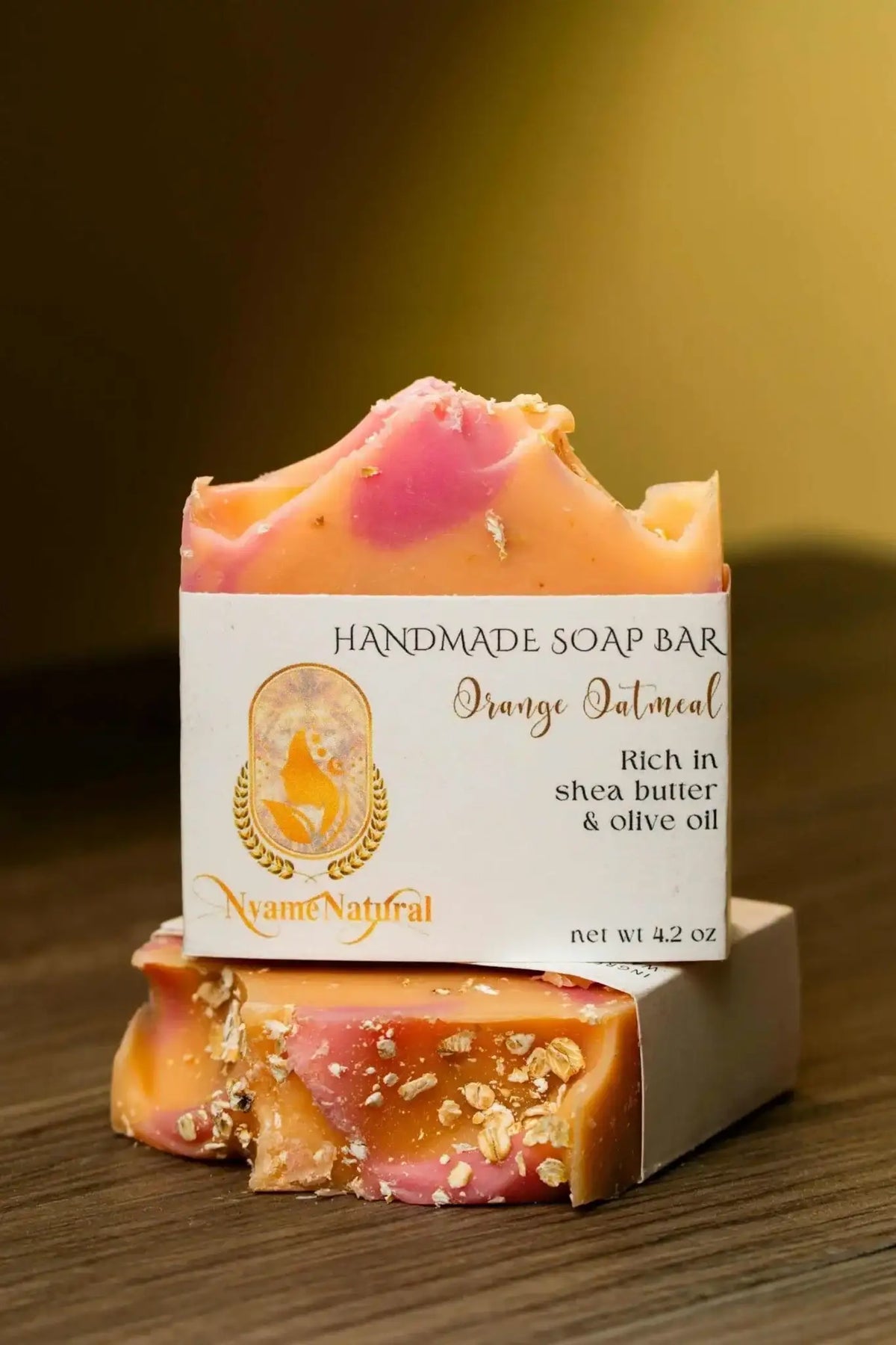 Orange Oatmeal - Handmade soap bar rich in shea butter and olive oil for moisturizing and cleansing.