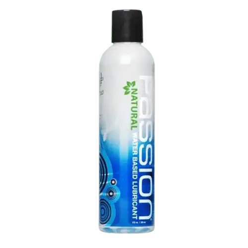 RoyalLuxsLLC Possion natural water-based personal lubricant in a white and blue bottle with black cap