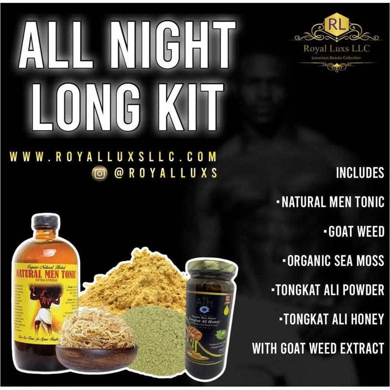 RoyalLuxsLLC all night long herbal kit for men with natural men tonic goat weed organic sea moss and tongkat ali