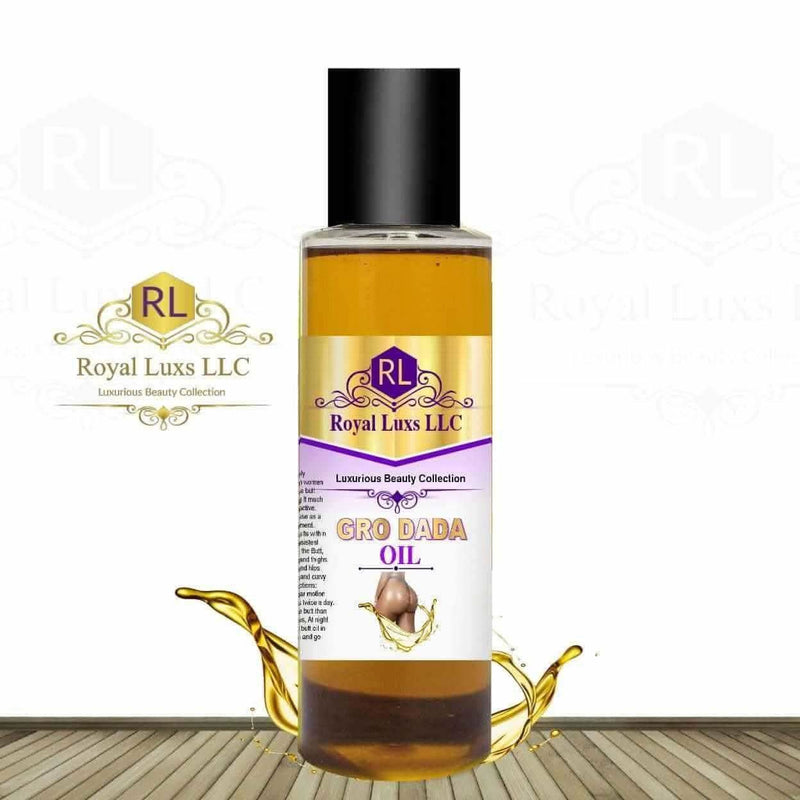 RoyalLuxsLLC Gro Dada Kit for hip and butt enhancement oil bottle with golden liquid