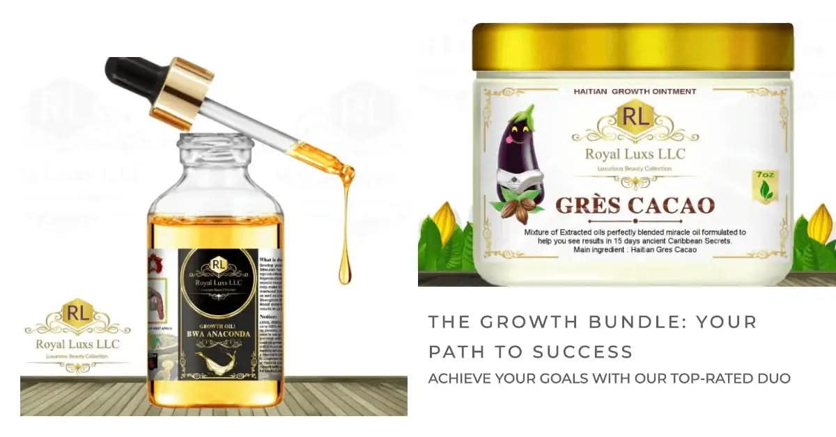 RoyalLuxsLLC herbal wellness set for energy featuring growth ointment and oil with natural ingredients