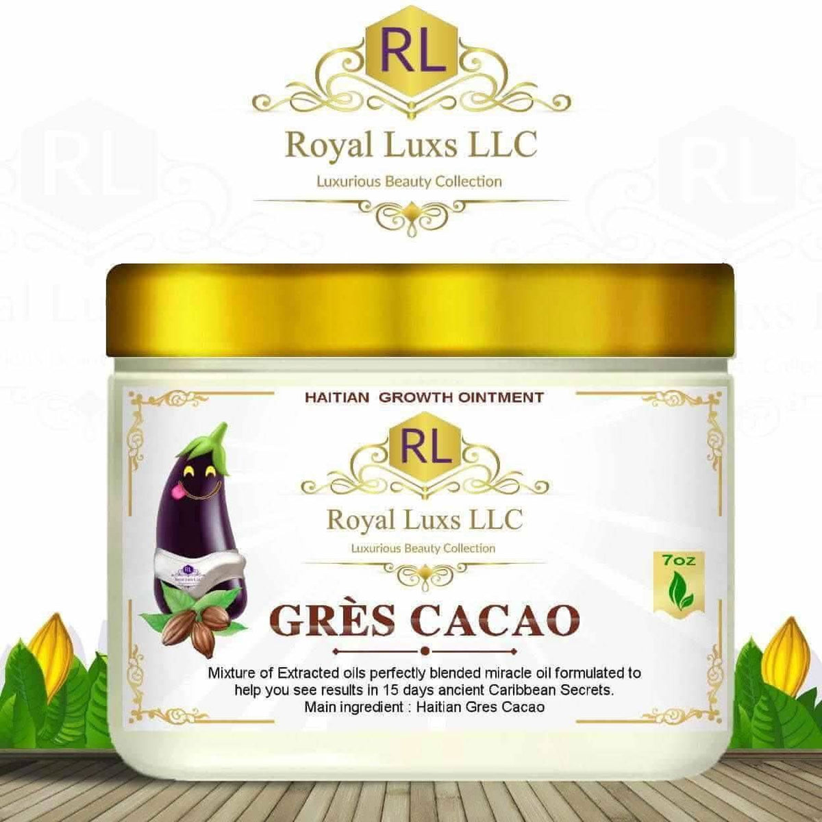 Royal Luxs LLC Haitian growth ointment with authentic Haitian gres cacao in 7oz jar