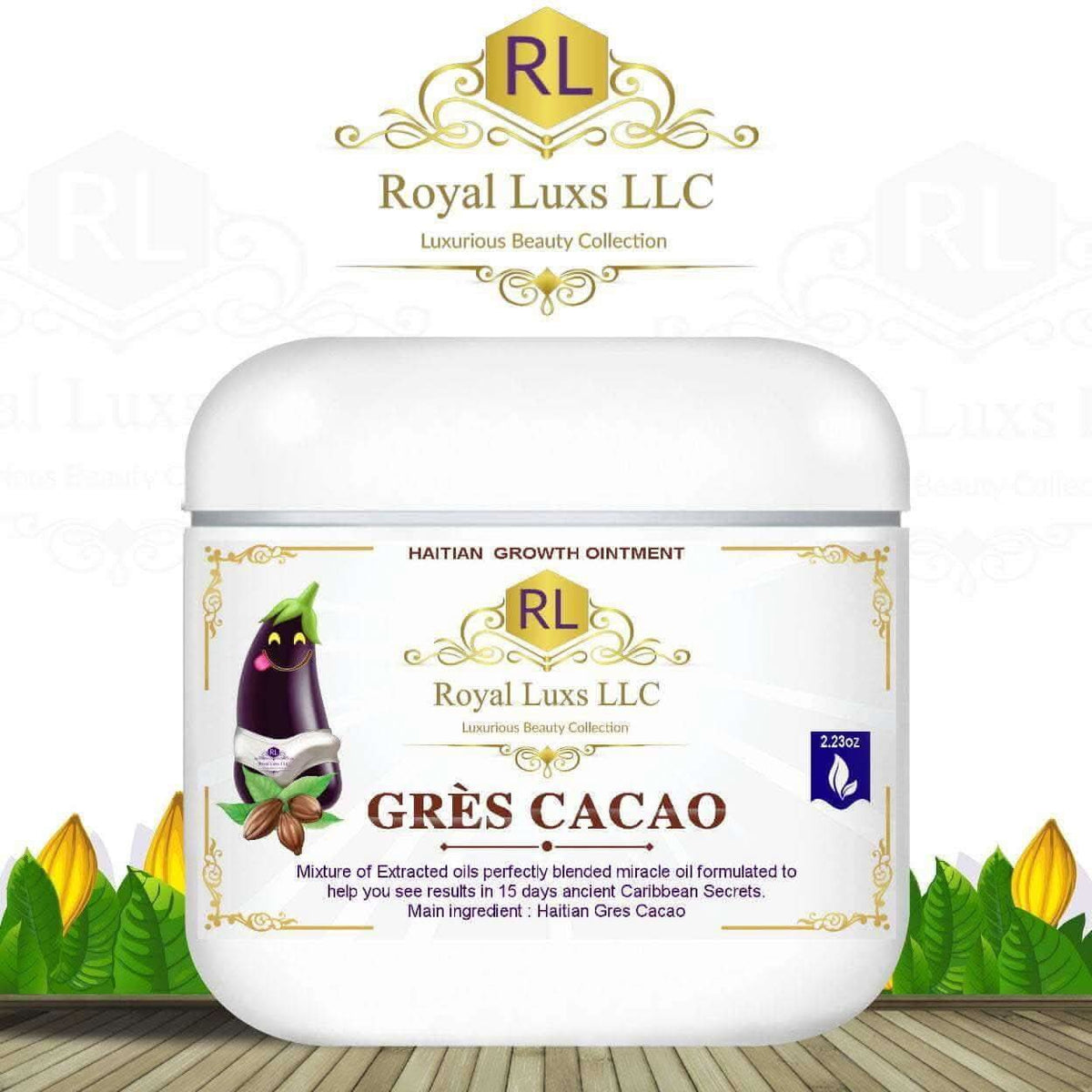 Royal Luxs LLC Grès Cacao Haitian growth ointment cream container wholesale Gres Cacao bulk
