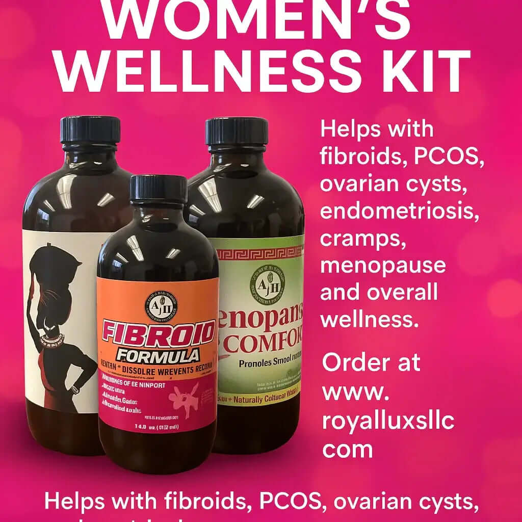 RoyalLuxsLLC women's herbal wellness kit with herbal formulas for fibroids PCOS ovarian cysts and menopause