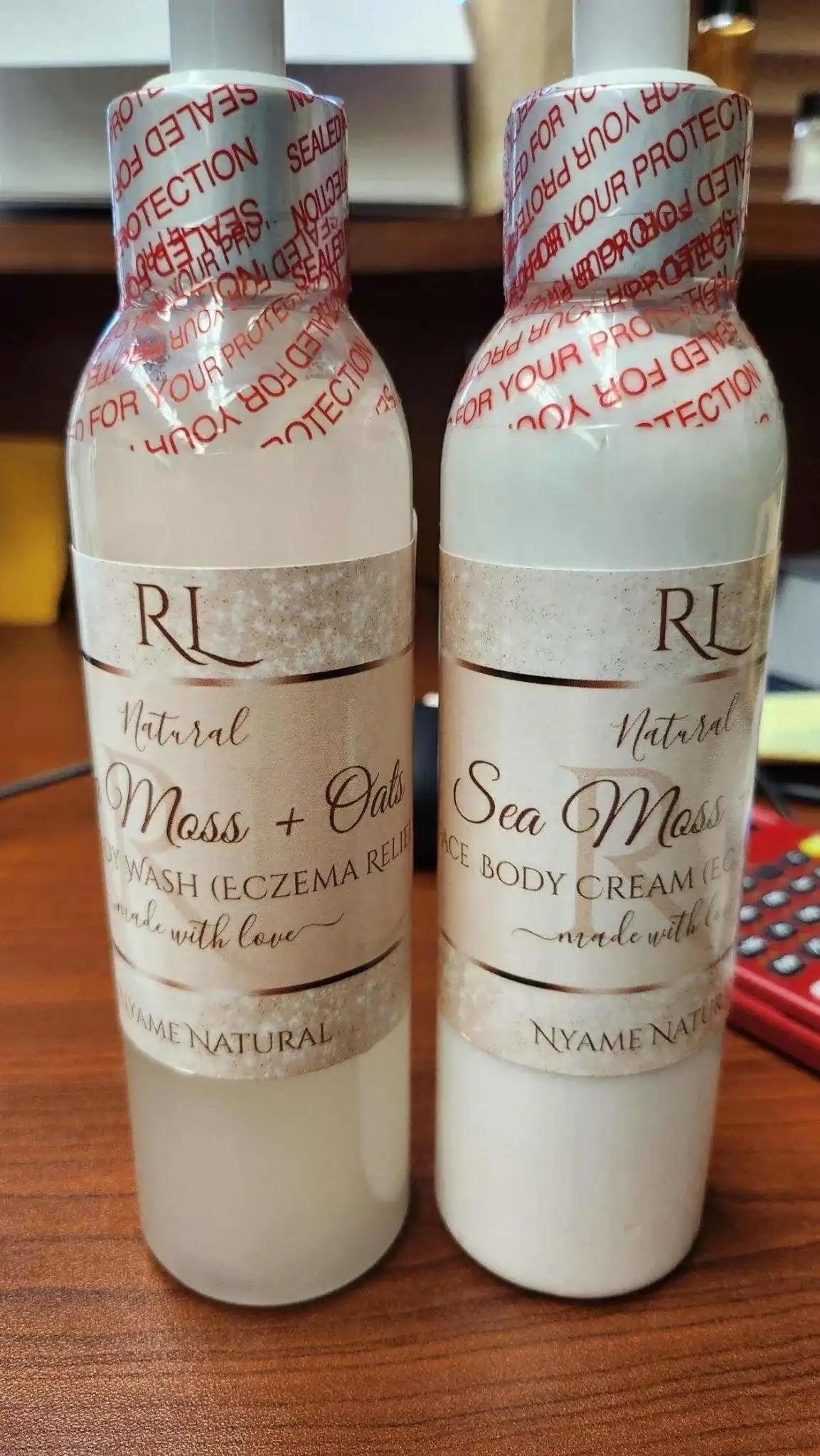 Sea Moss clear Skin set, including Sea Moss Face & Body Wash and Body Lotion for Eczema, made with love.