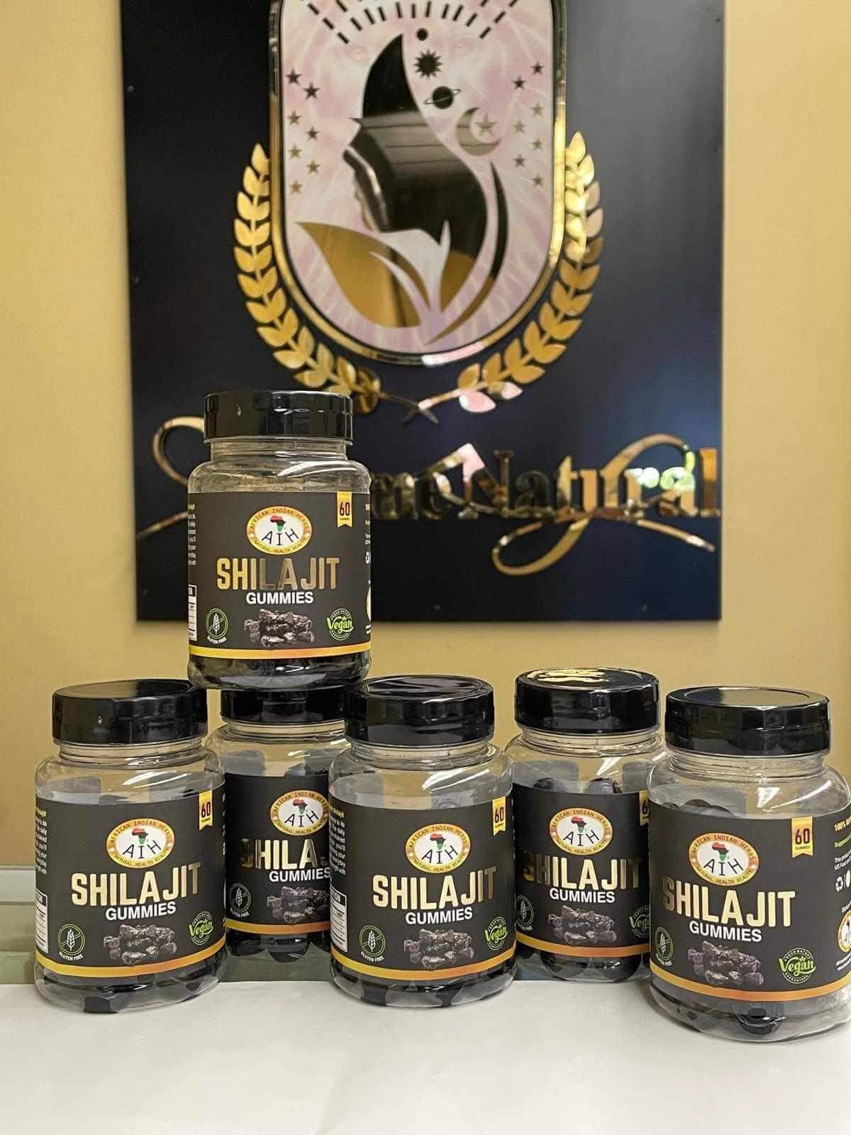 Shilajit Gummies bottles arranged, showcasing natural energy boost and herbal tonic benefits.