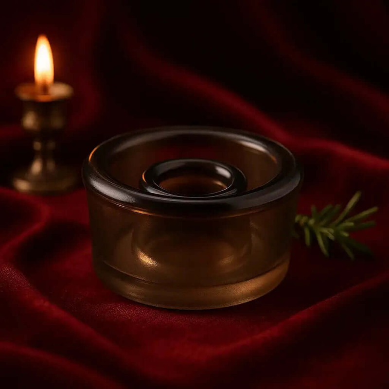 RoyalLuxsLLC universal vacuum pump cylinder seal displayed on red fabric with candlelight ambiance