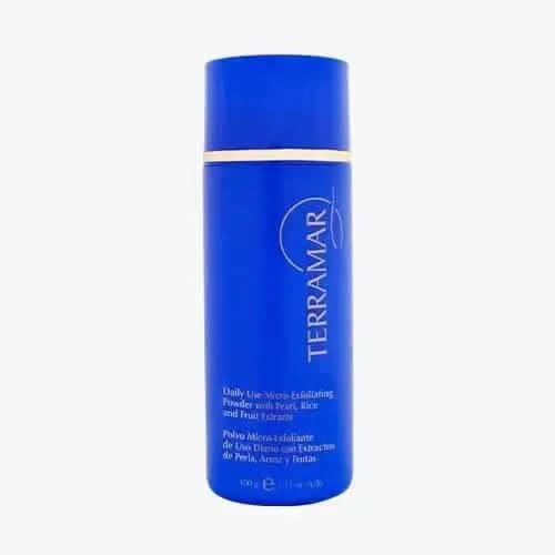 Terramar micro exfoliating powder with pearl in blue container for face skincare by RoyalLuxsLLC
