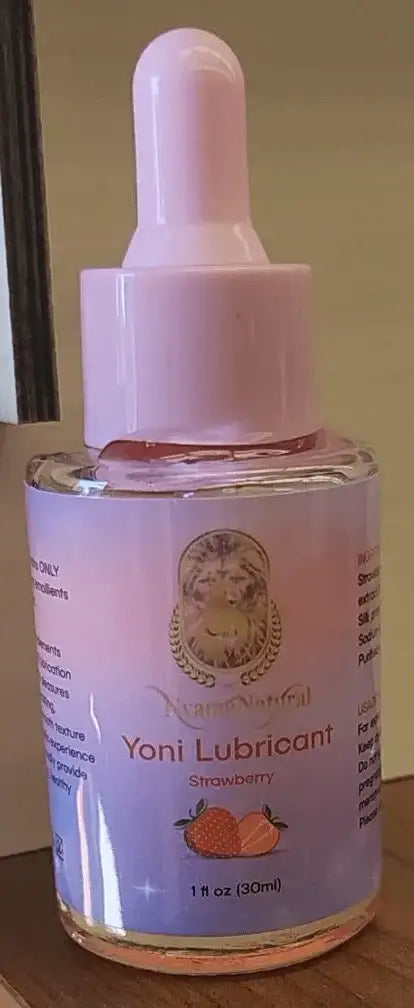 Yoni Lubricant - Strawberry flavored, water-based, natural moisture support gel for comfort and hydration.